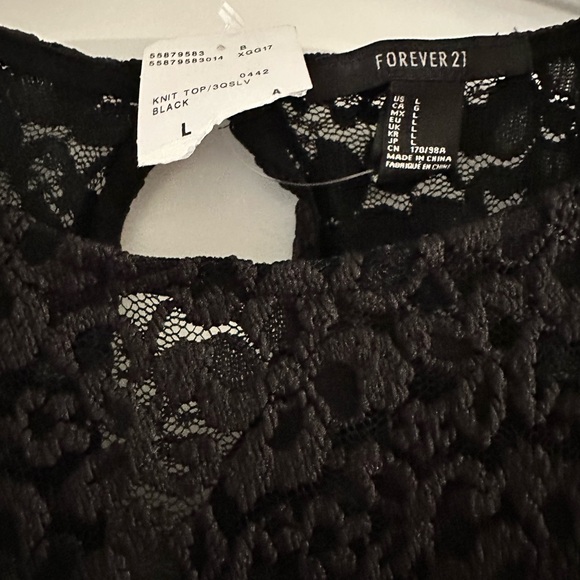 NWT Forever 21 Black Lace Knit Top - Picture 5 of 6